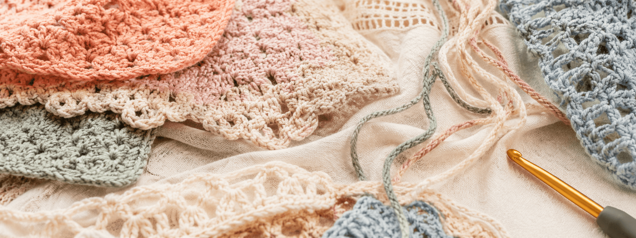 Close-up crochet texture and yarn detail