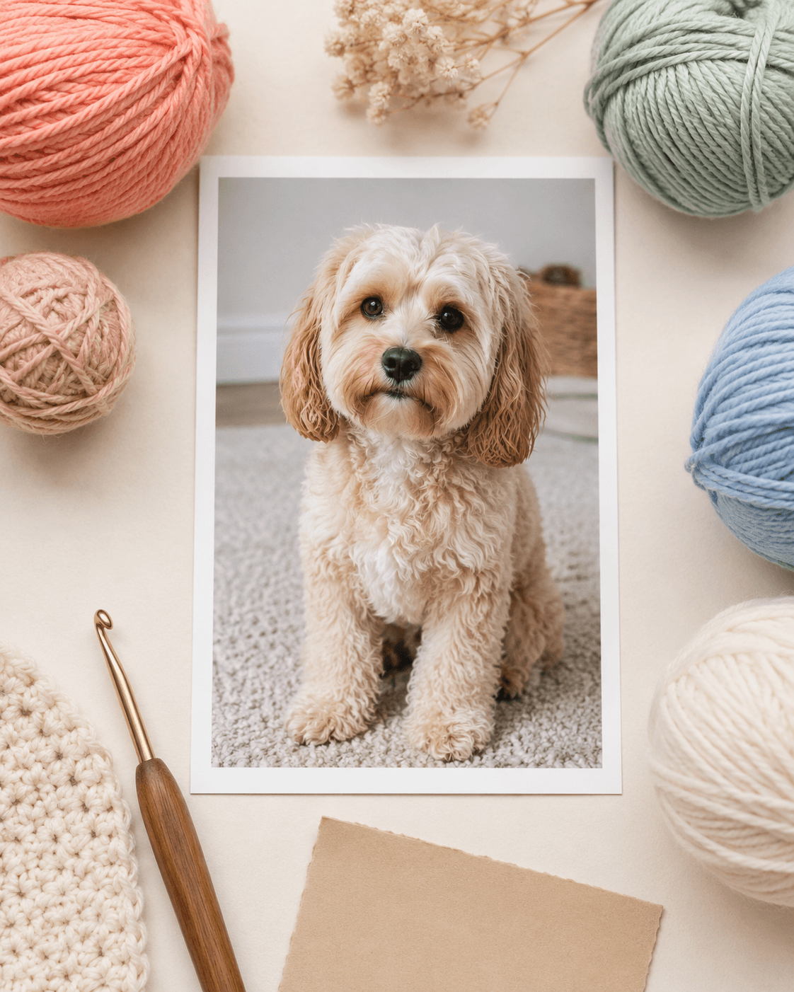 Sample pet reference photo for a custom crochet keepsake